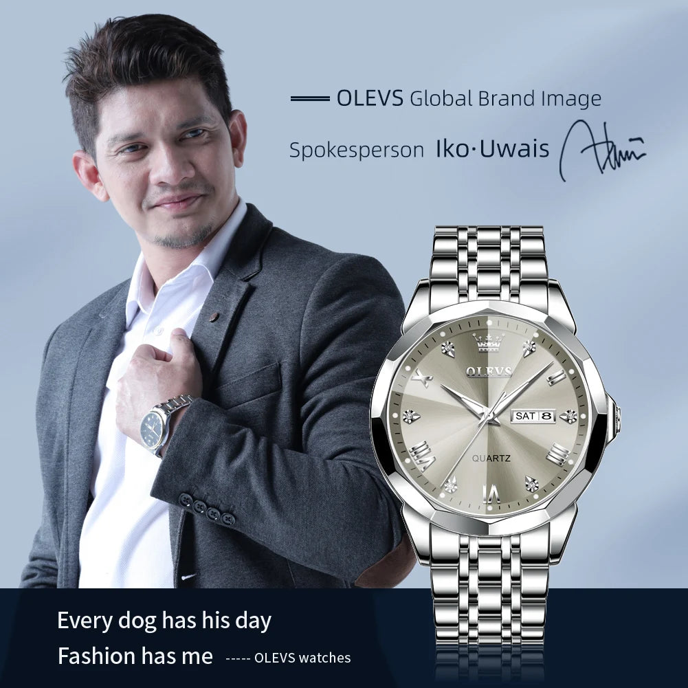 OLEVS Men's Waterproof Quartz Watch with Luminous Features - Chic & Cheery Shopping