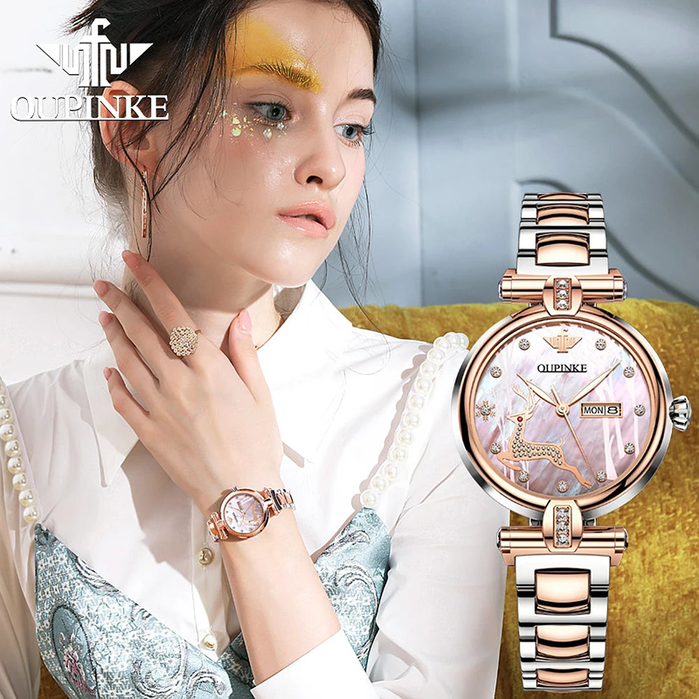 OUPINKE Women's Luxury Waterproof Mechanical Watch - Chic & Cheery Shopping