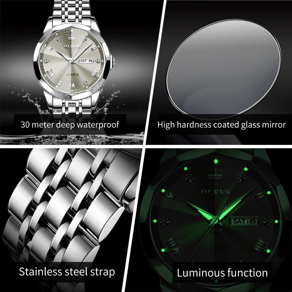 OLEVS Men's Waterproof Quartz Watch with Luminous Features - Chic & Cheery Shopping