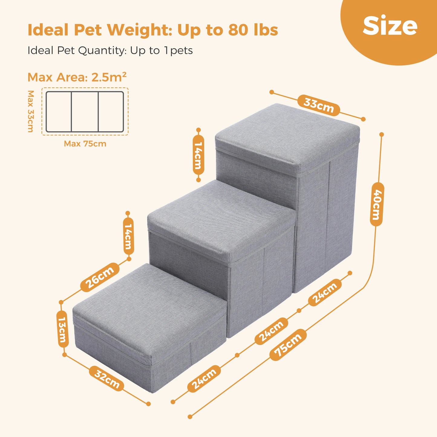 Foldable 3-Tier Dog Stairs with Storage for Small Pets - Chic & Cheery Shopping