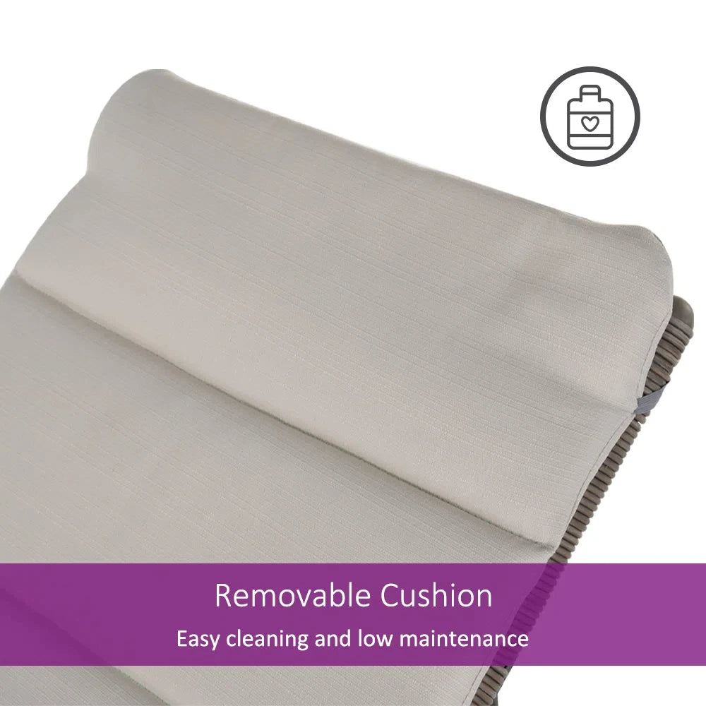 Outdoor Chaise Lounge Sunbathing Chair with Wicker Cushion - Chic & Cheery Shopping