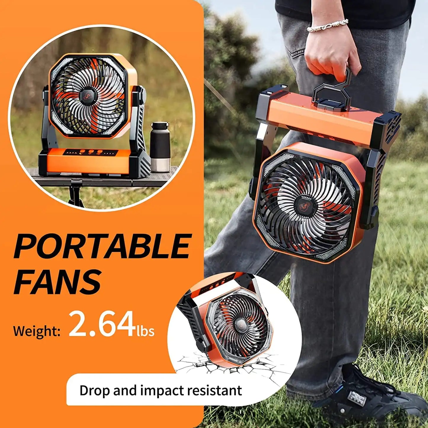 Rechargeable Outdoor Fan with Light and 40000mAh Battery - Chic & Cheery Shopping