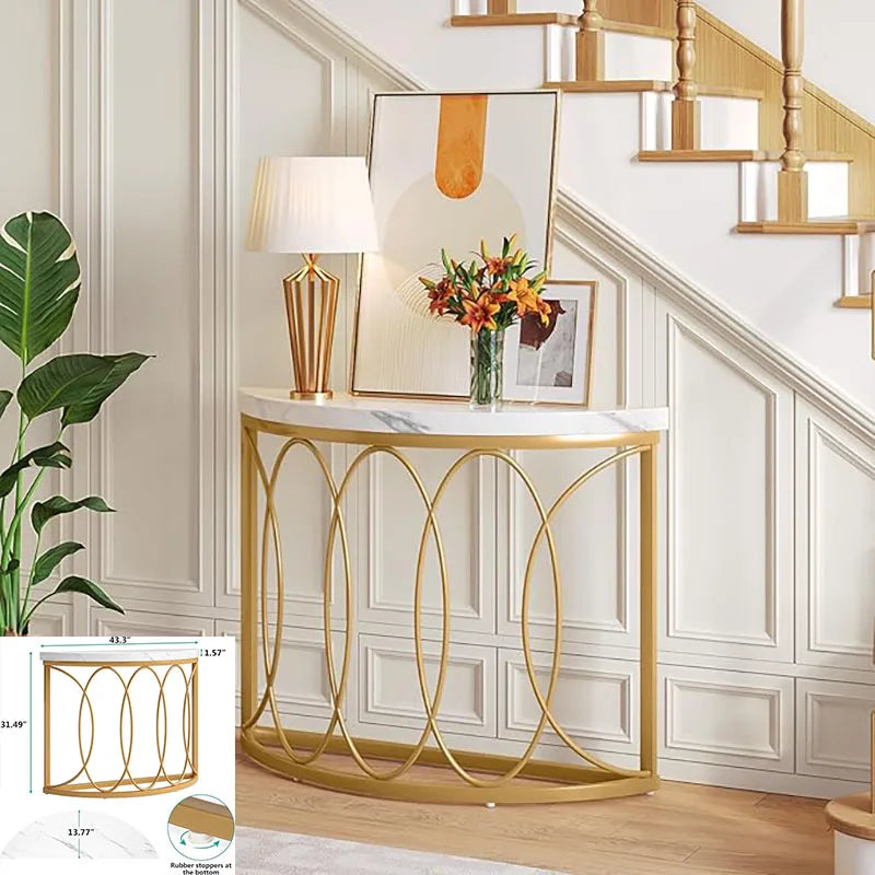 Modern 59 Inch Gold Console Table for Entryway and Living Room - Chic & Cheery Shopping