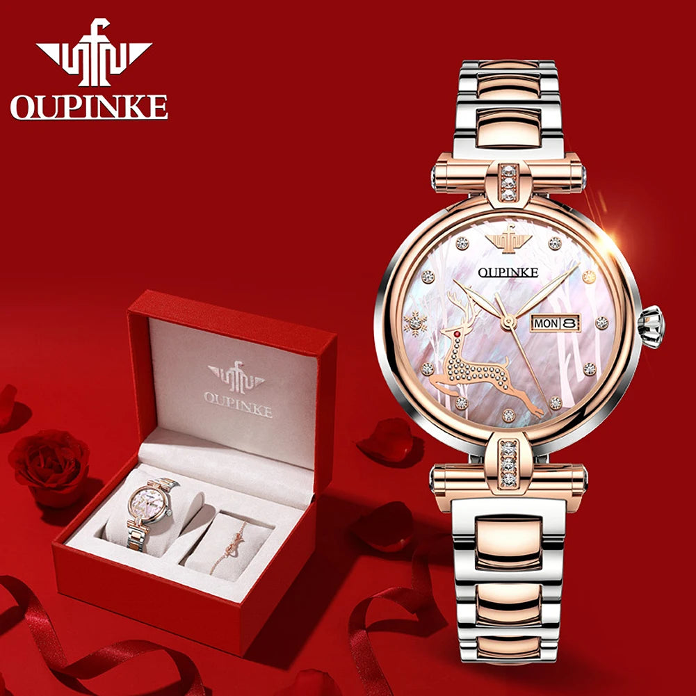 OUPINKE Women's Luxury Waterproof Mechanical Watch - Chic & Cheery Shopping