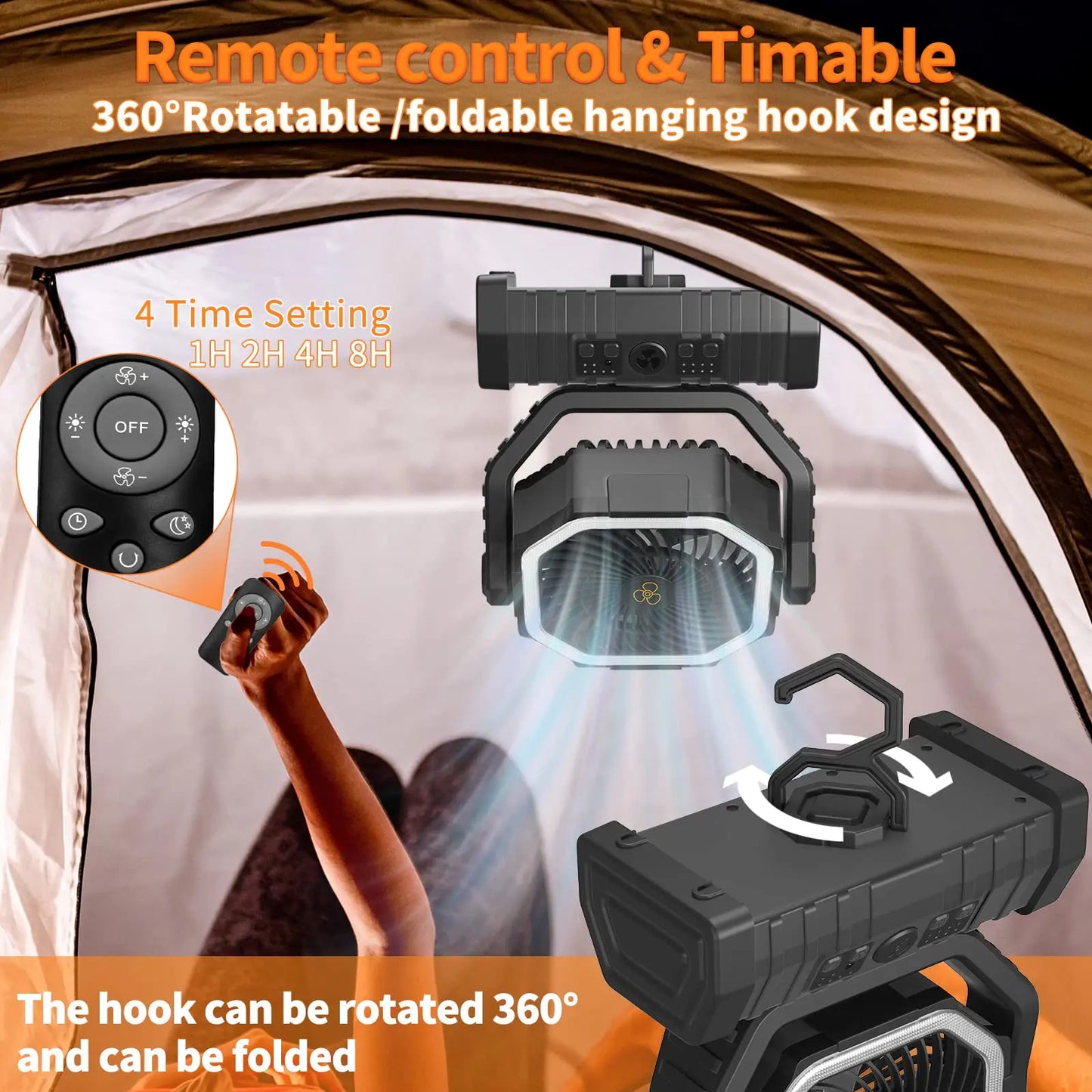 20000mAh High Capacity LED Camping Fan with Hook - Chic & Cheery Shopping