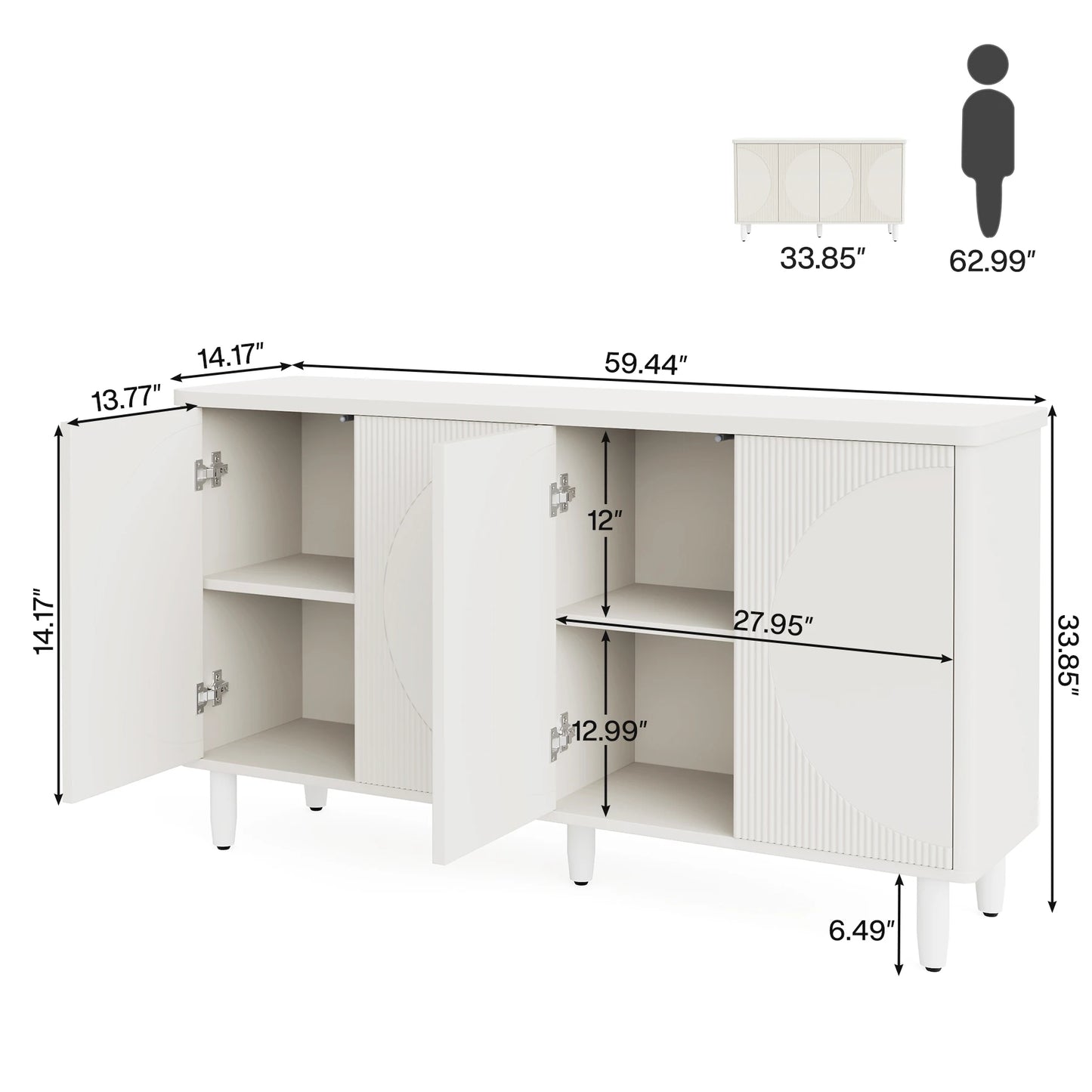 Tribesigns White Buffet Cabinet Sideboard Storage Doors - Chic & Cheery Shopping