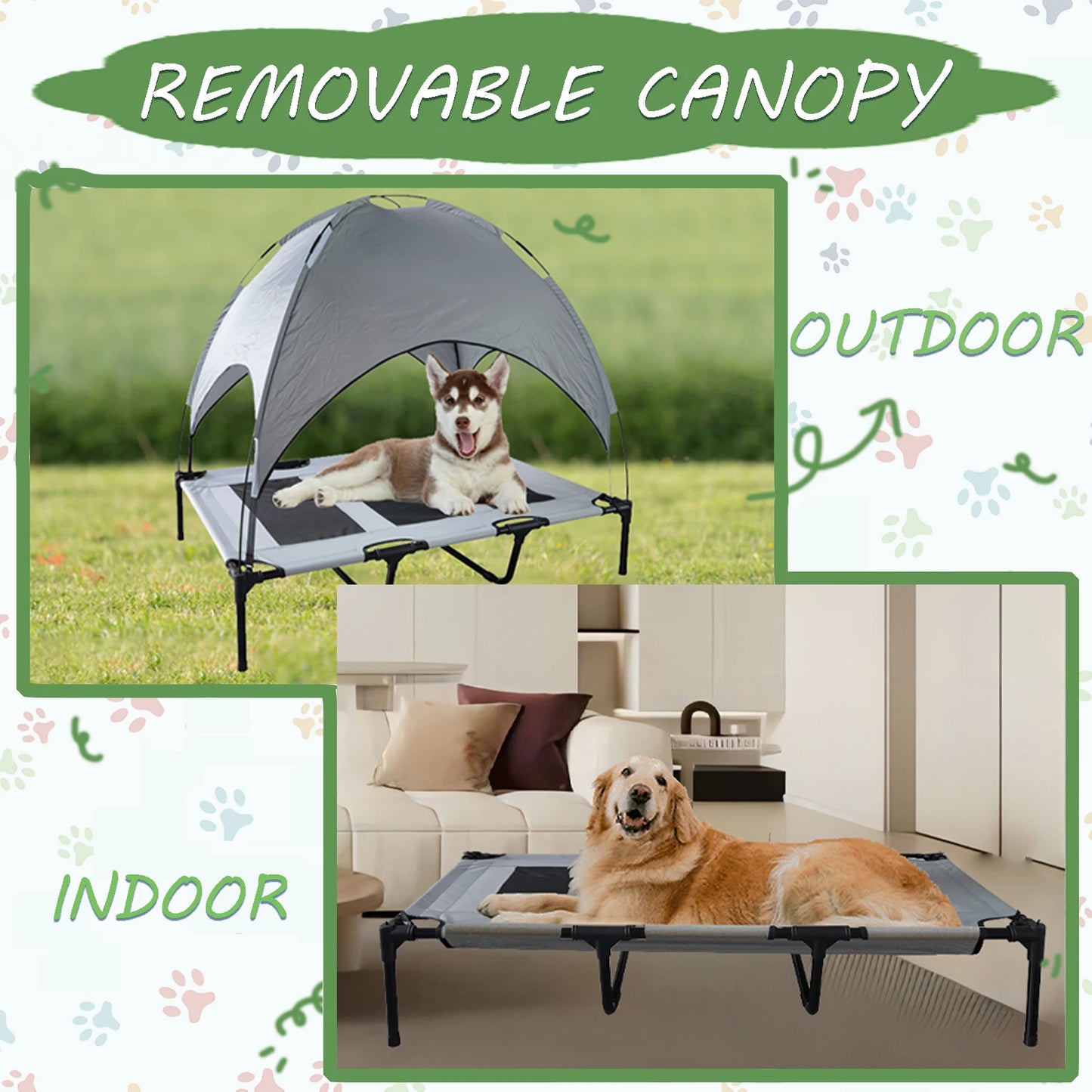 Elevated Dog Bed with Canopy for Indoor and Outdoor Use - Chic & Cheery Shopping