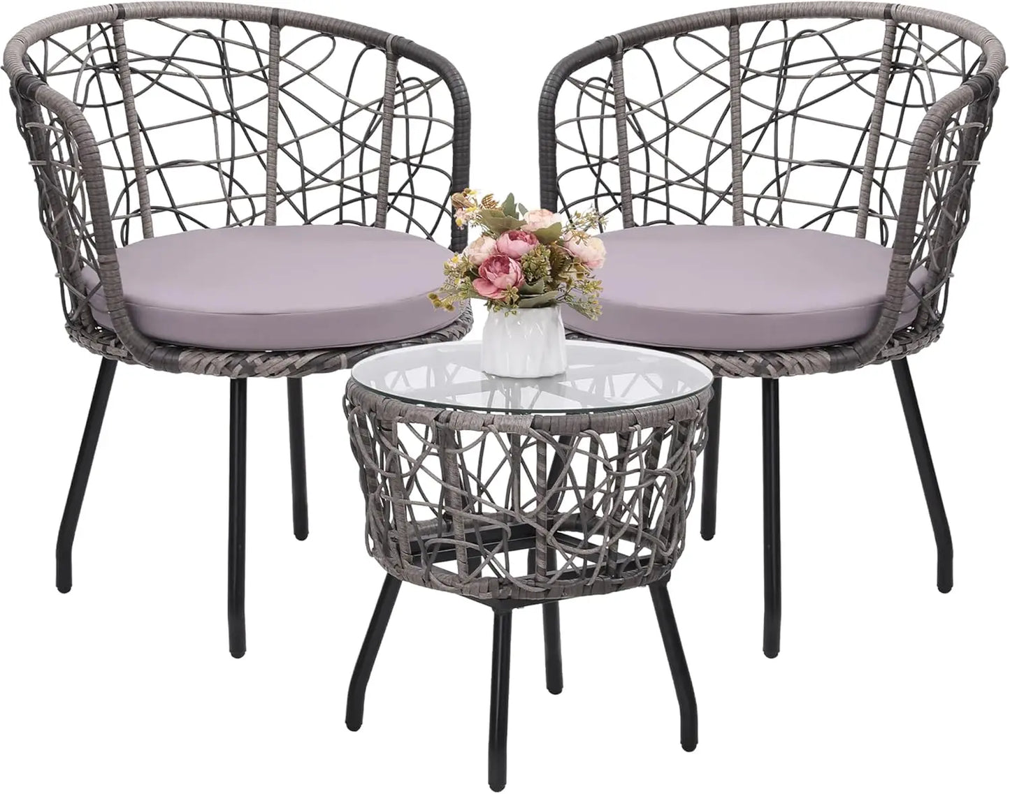 Boho 3 Piece Wicker Bistro Set for Modern Outdoor Spaces - Chic & Cheery Shopping