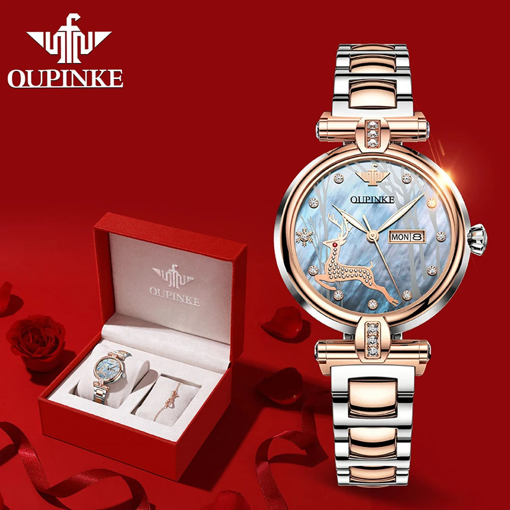 OUPINKE Women's Luxury Waterproof Mechanical Watch - Chic & Cheery Shopping