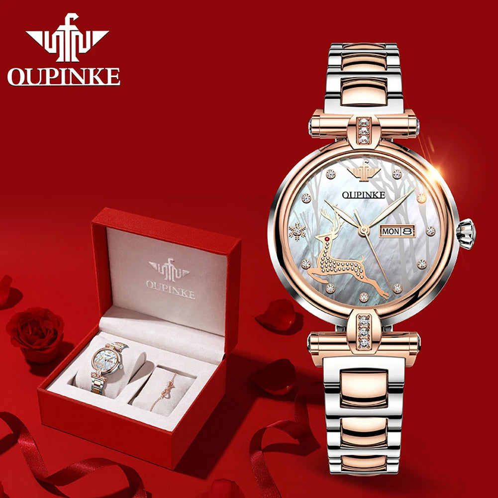 OUPINKE Women's Luxury Waterproof Mechanical Watch - Chic & Cheery Shopping