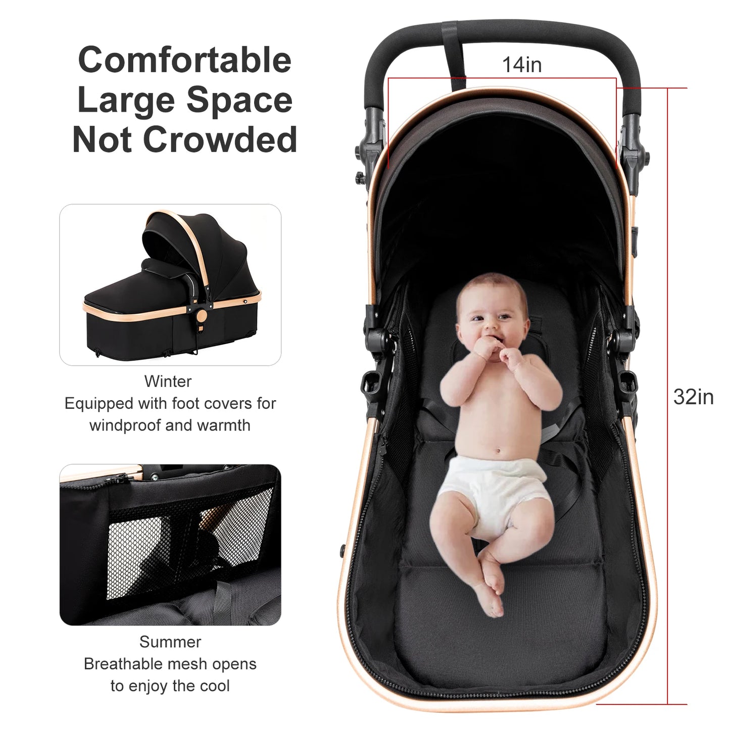 Lightweight 3 in 1 Baby Stroller with Safety Seat - Chic & Cheery Shopping