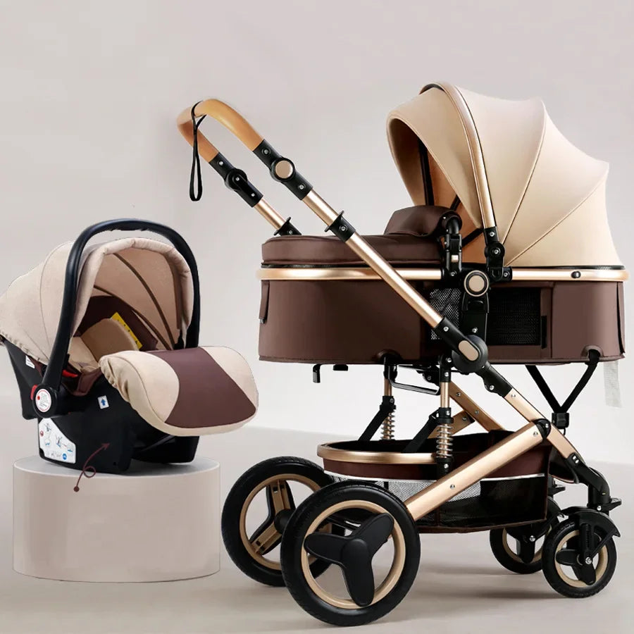 3-in-1 High Landscape Baby Stroller with Two-Way Folding - Chic & Cheery Shopping