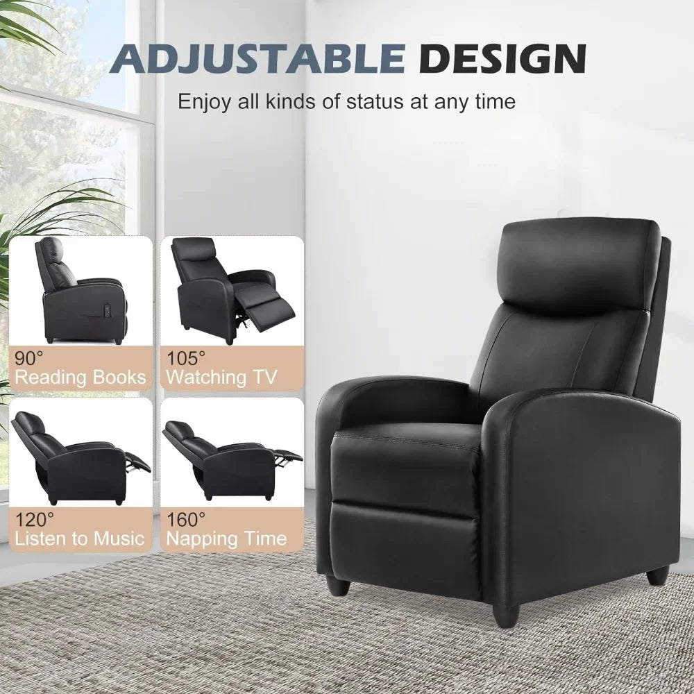 Comfortable PU Leather Recliner Chair for Home Theater - Chic & Cheery Shopping