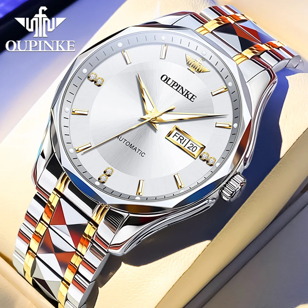 OUPINKE 3295 Luxury Tungsten Steel Mens Waterproof Watch - Chic & Cheery Shopping