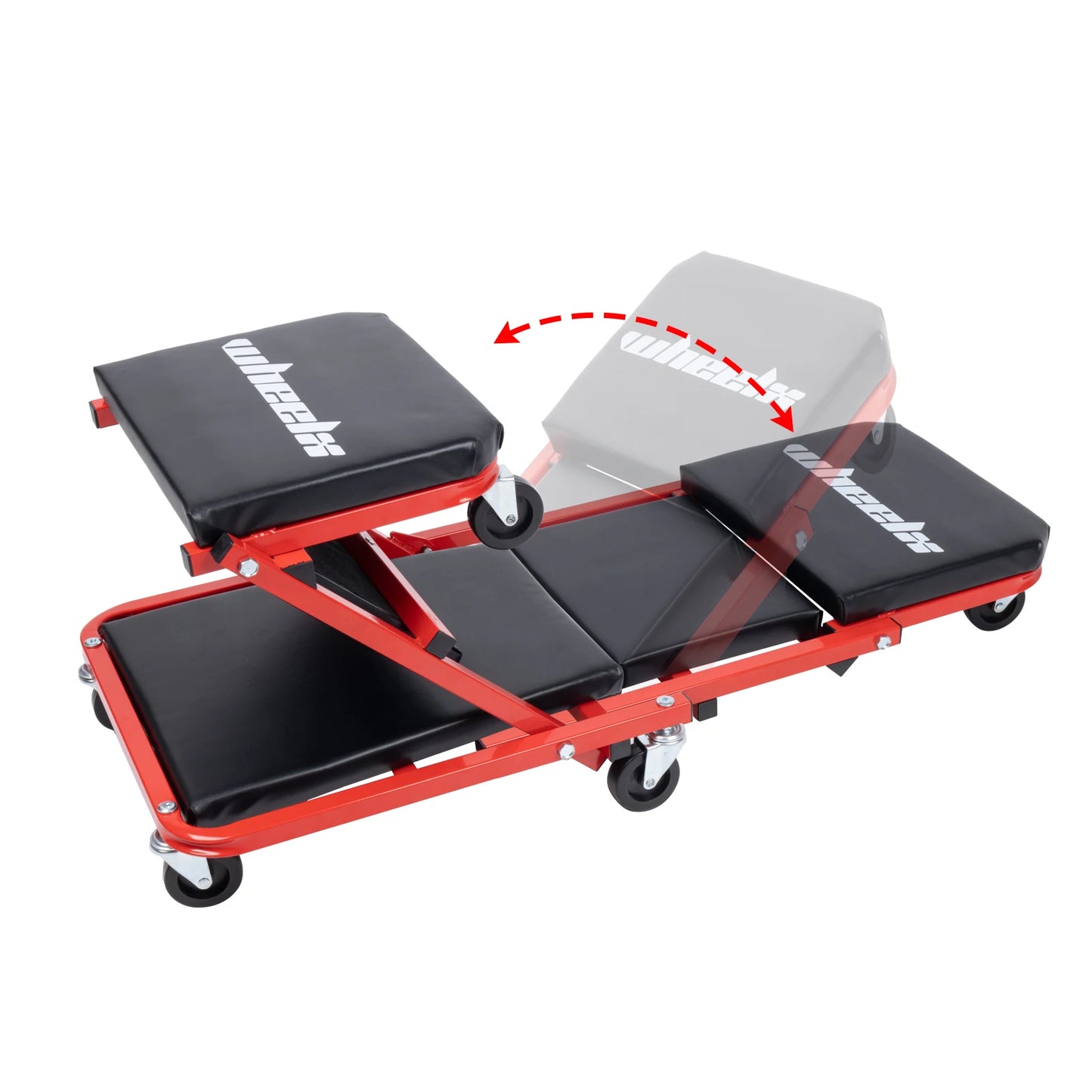 3 in 1 Rolling Mechanic Creeper Z Seat Garage Chair Red Black - Chic & Cheery Shopping