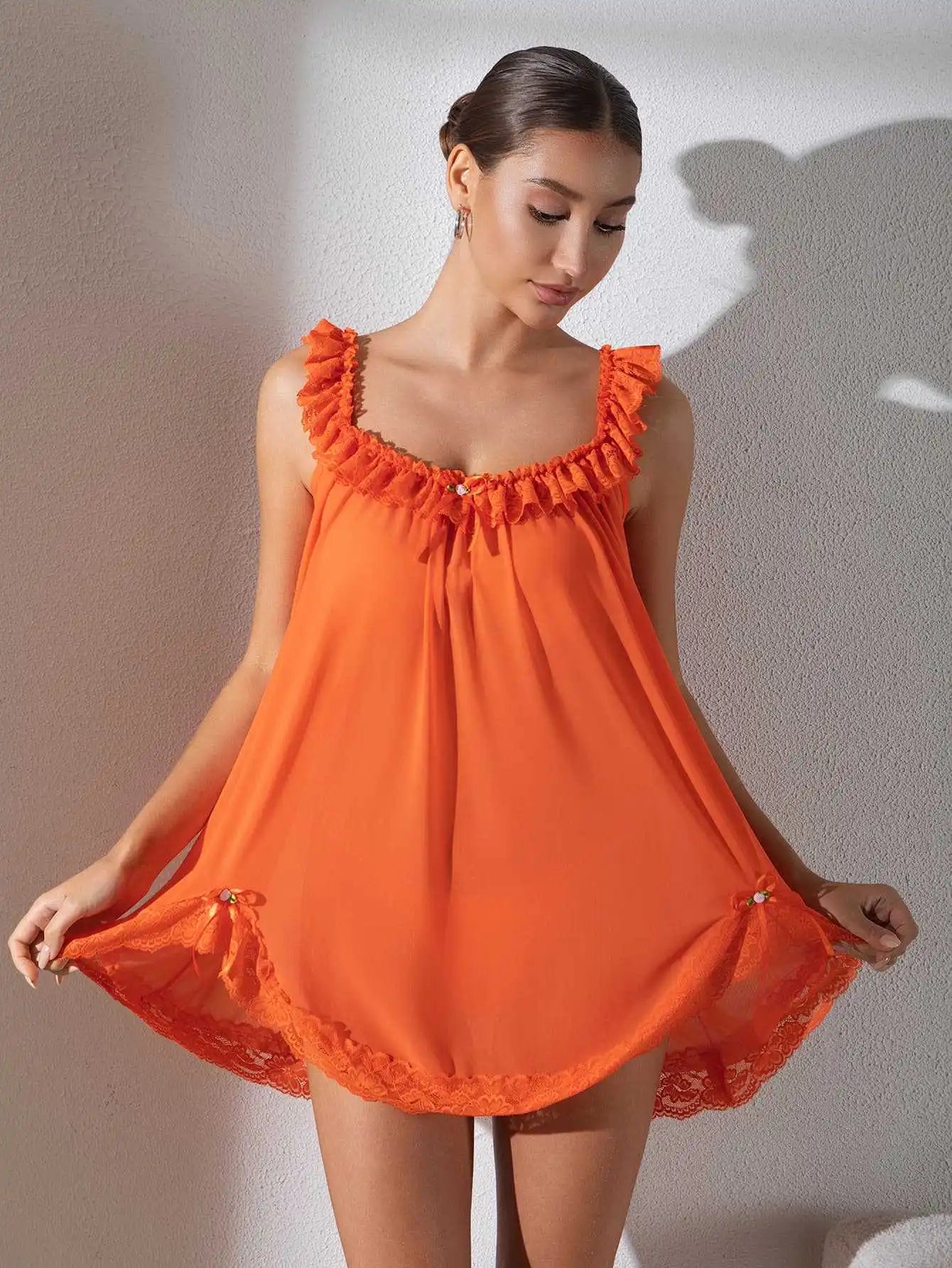 Sexy Lace Trim Sleeveless Nightdress With Briefs For Women - Chic & Cheery Shopping