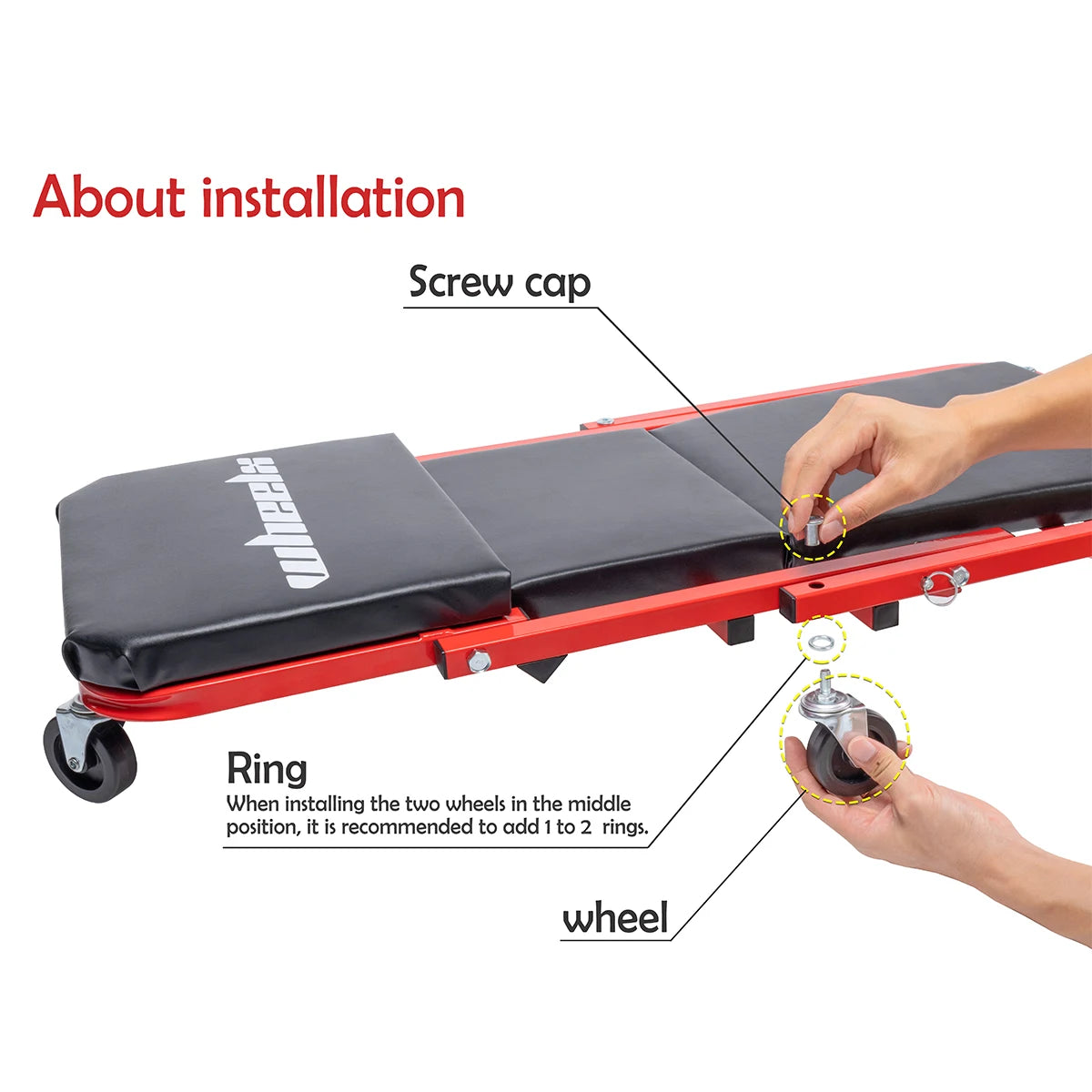 3 in 1 Rolling Mechanic Creeper Z Seat Garage Chair Red Black - Chic & Cheery Shopping
