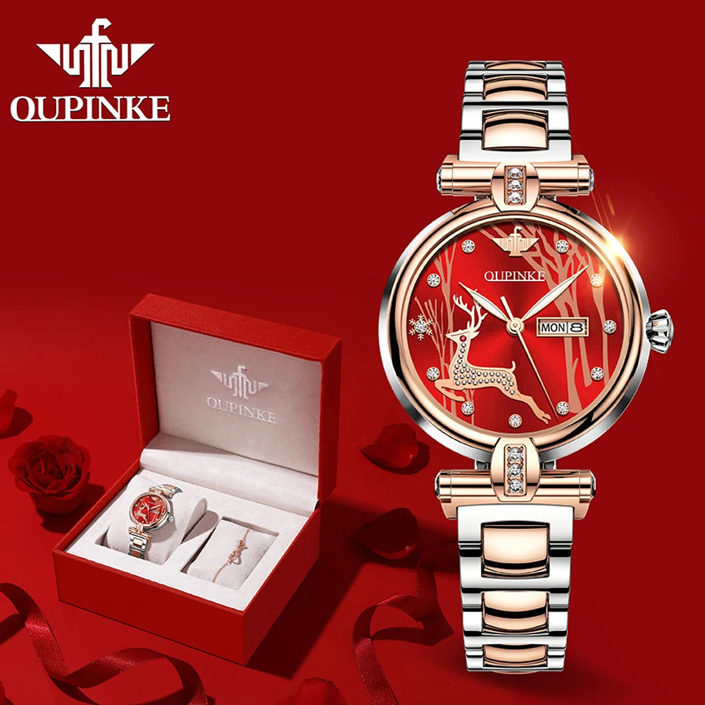 OUPINKE Women's Luxury Waterproof Mechanical Watch - Chic & Cheery Shopping