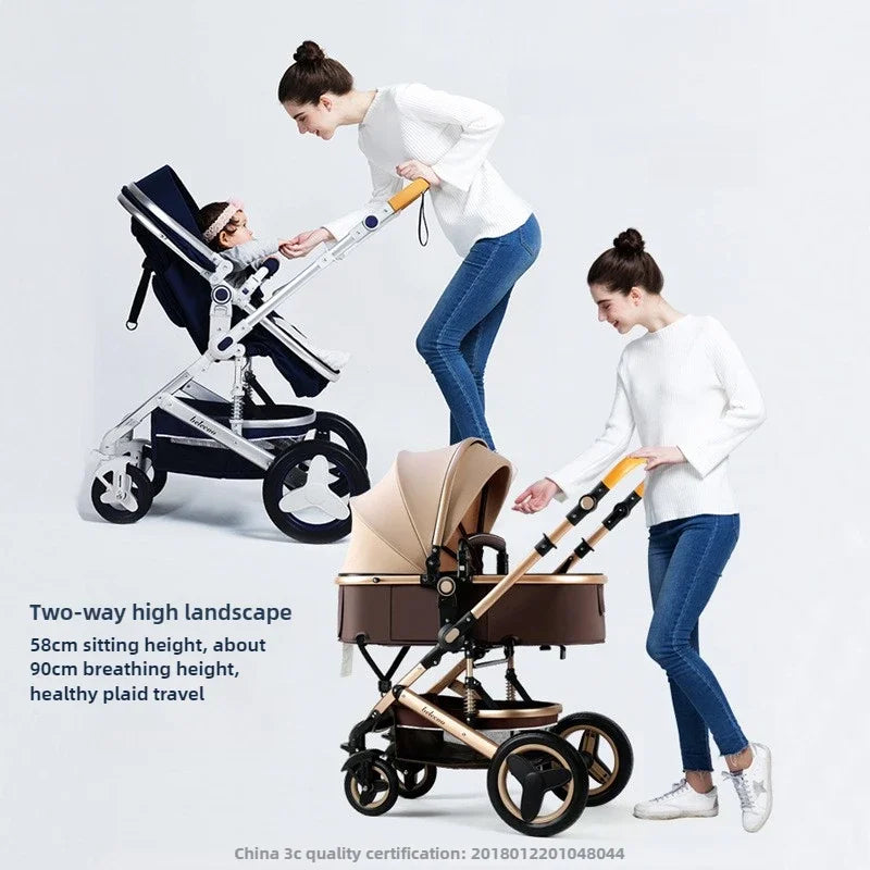 3-in-1 High Landscape Baby Stroller with Two-Way Folding - Chic & Cheery Shopping