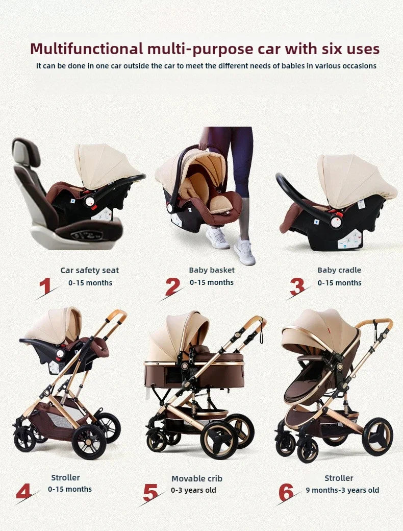 3-in-1 High Landscape Baby Stroller with Two-Way Folding - Chic & Cheery Shopping