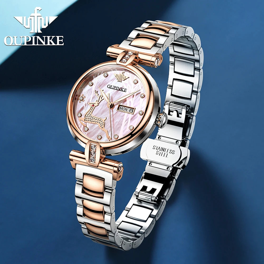 OUPINKE Women's Luxury Waterproof Mechanical Watch - Chic & Cheery Shopping