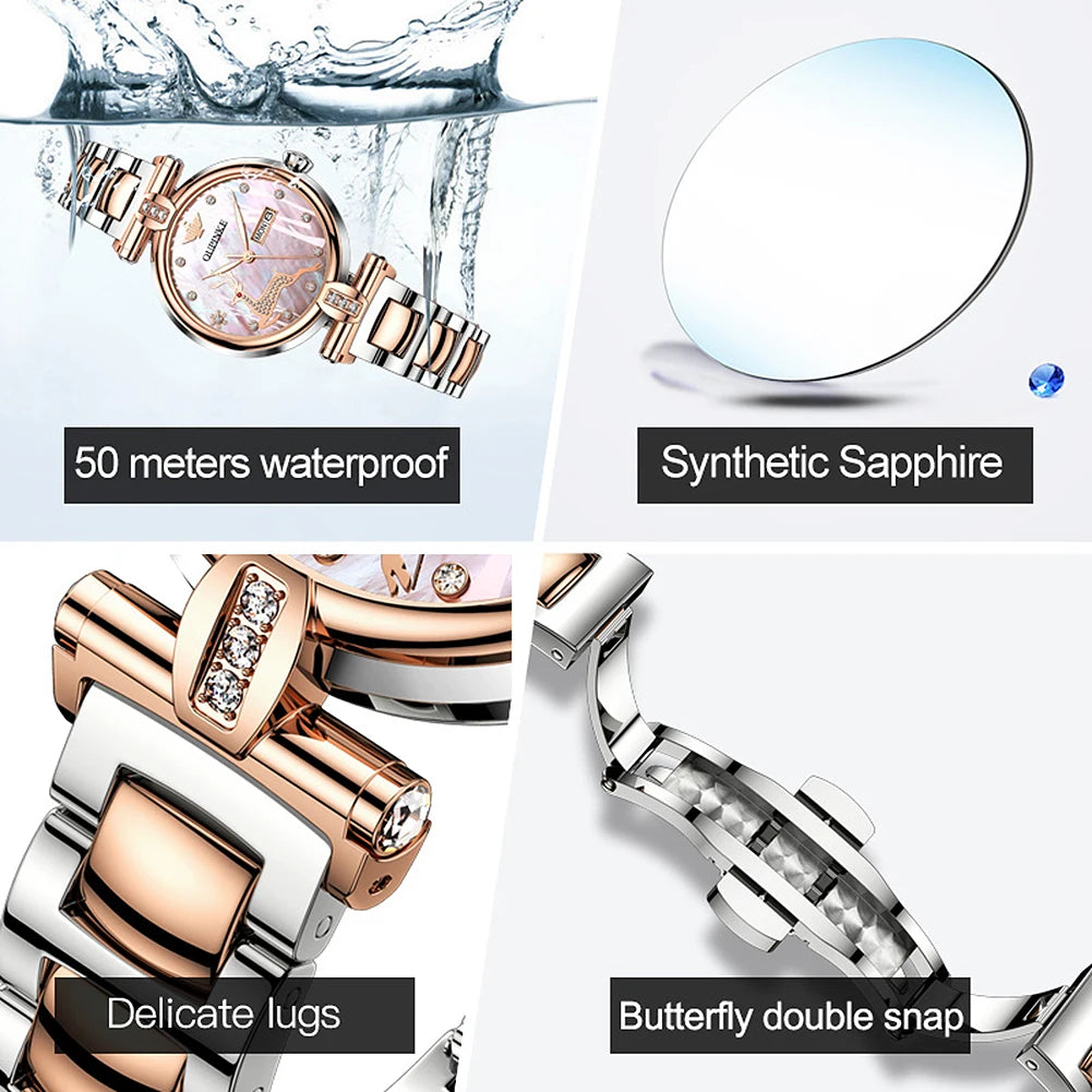 OUPINKE Women's Luxury Waterproof Mechanical Watch - Chic & Cheery Shopping