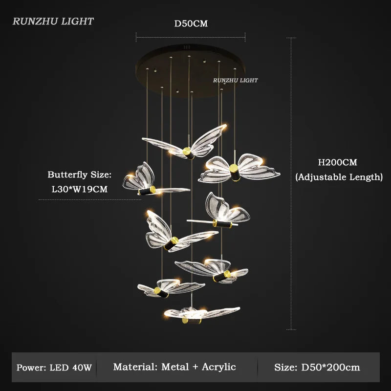 Butterfly Chandelier Bedroom Lamp Creative LED Pendant Light - Chic & Cheery Shopping