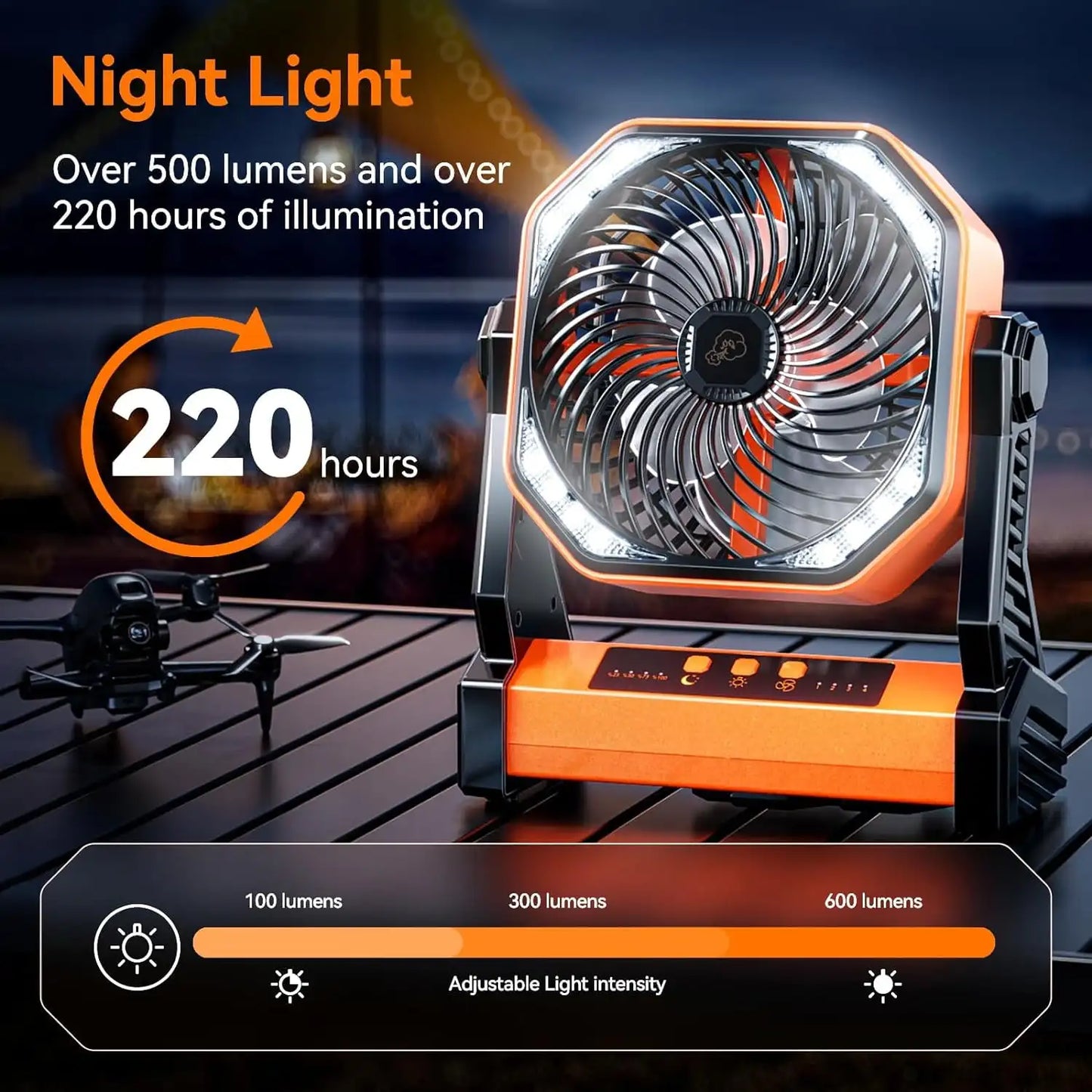 Rechargeable Outdoor Fan with Light and 40000mAh Battery - Chic & Cheery Shopping