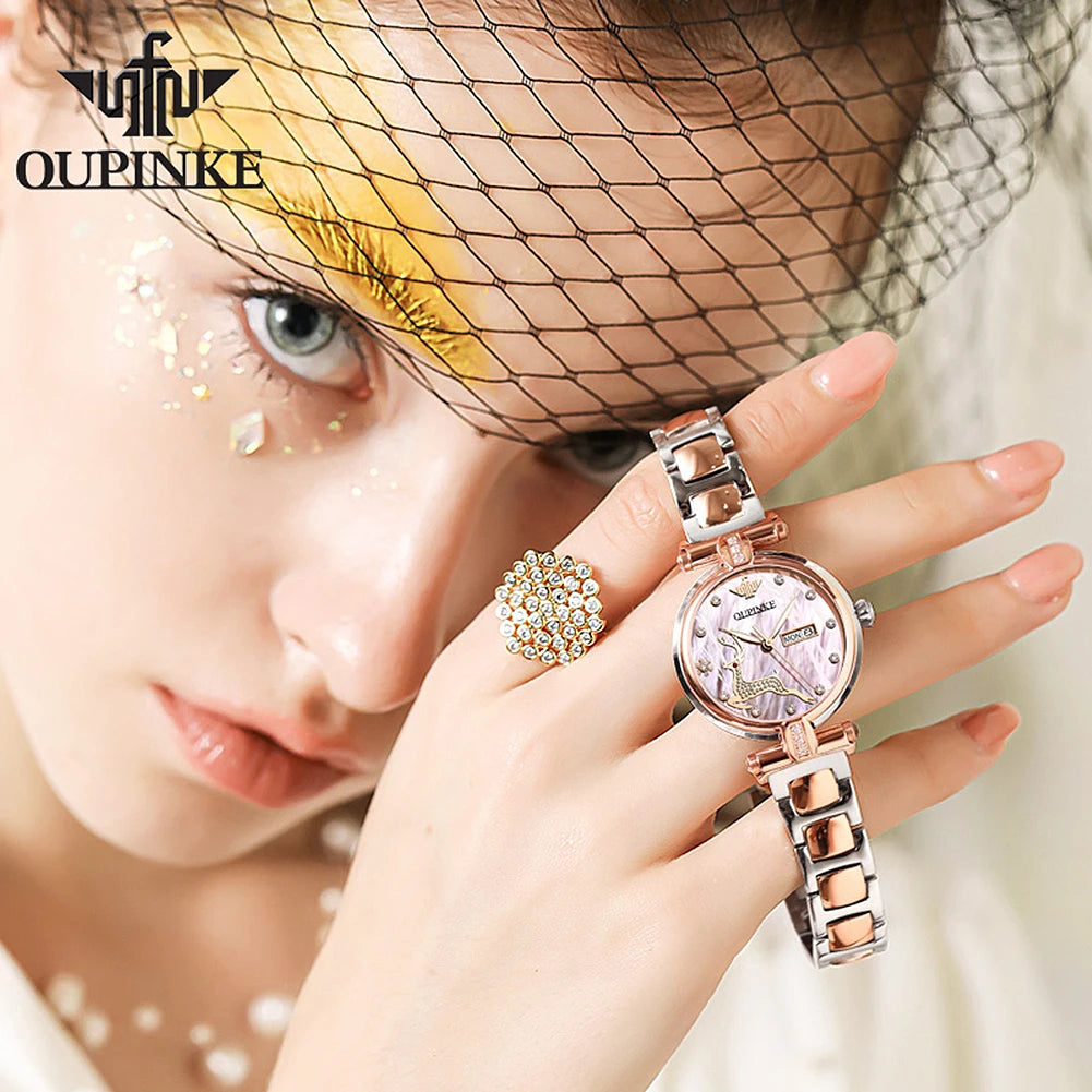 OUPINKE Women's Luxury Waterproof Mechanical Watch - Chic & Cheery Shopping
