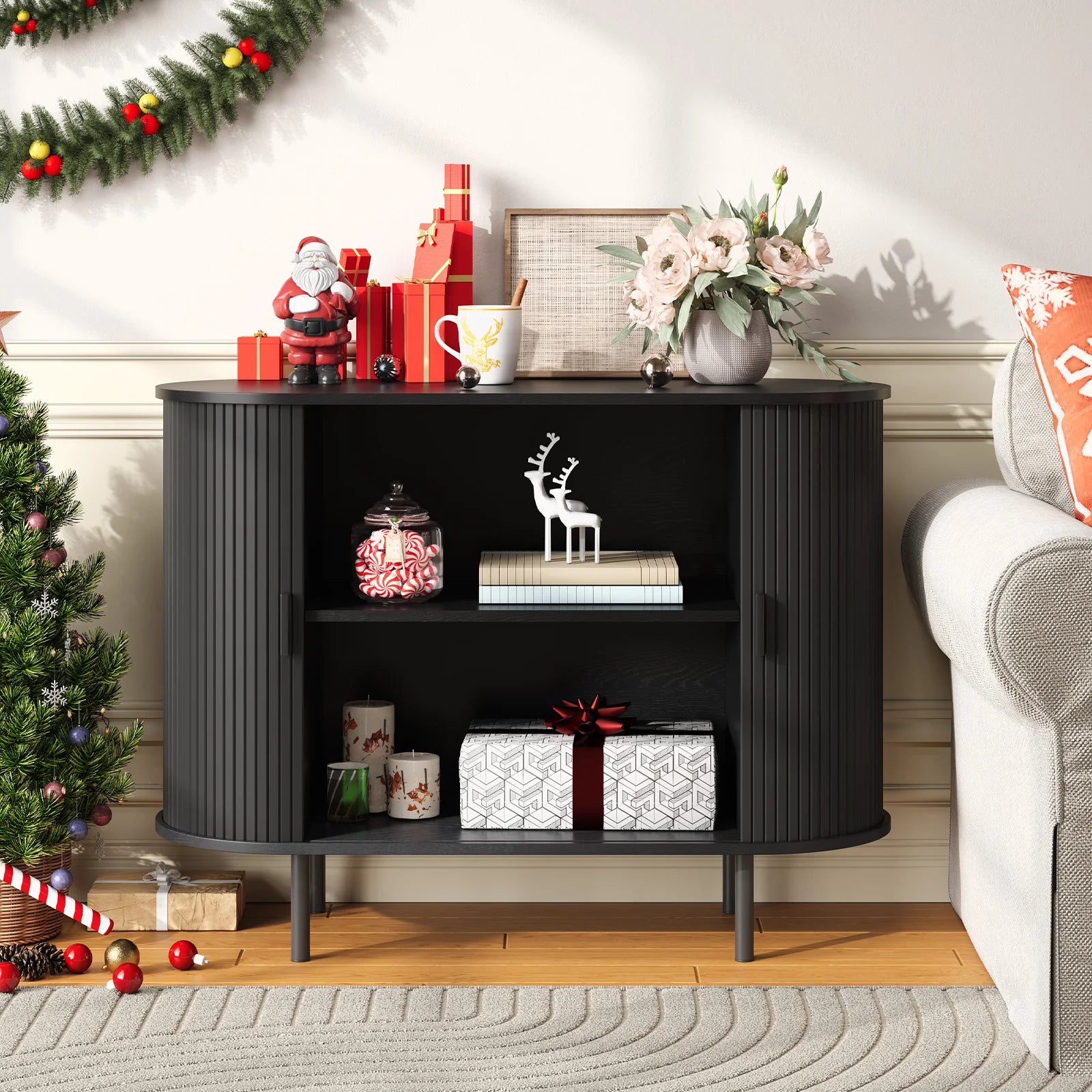 Modern 40 Inch Sideboard Buffet Cabinet with Sliding Door - Chic & Cheery Shopping