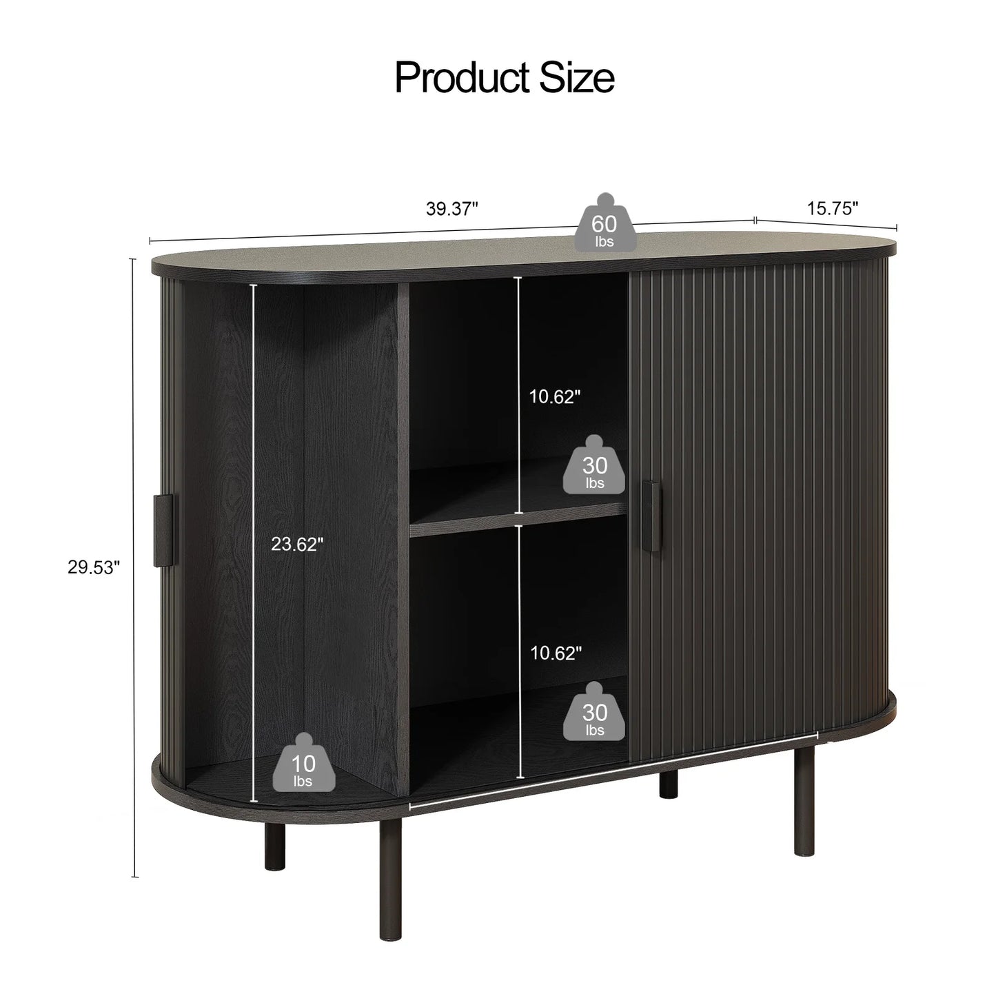 Modern 40 Inch Sideboard Buffet Cabinet with Sliding Door - Chic & Cheery Shopping