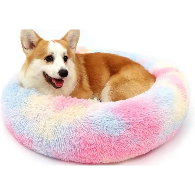 Colorful Plush Calming Donut Bed for Dogs and Cats - Chic & Cheery Shopping