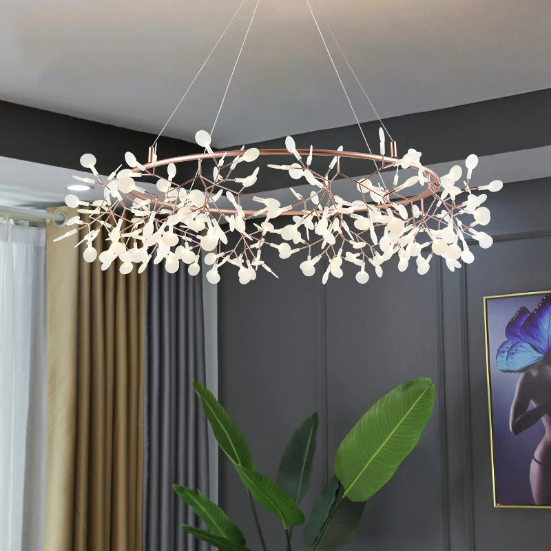 Nordic Round Chandelier in Rose Gold and Black for Home - Chic & Cheery Shopping