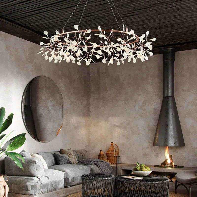 Nordic Round Chandelier in Rose Gold and Black for Home - Chic & Cheery Shopping