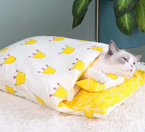 Japanese Cat Bed Winter Sleeping Bag Cave Cushion Nest - Chic & Cheery Shopping
