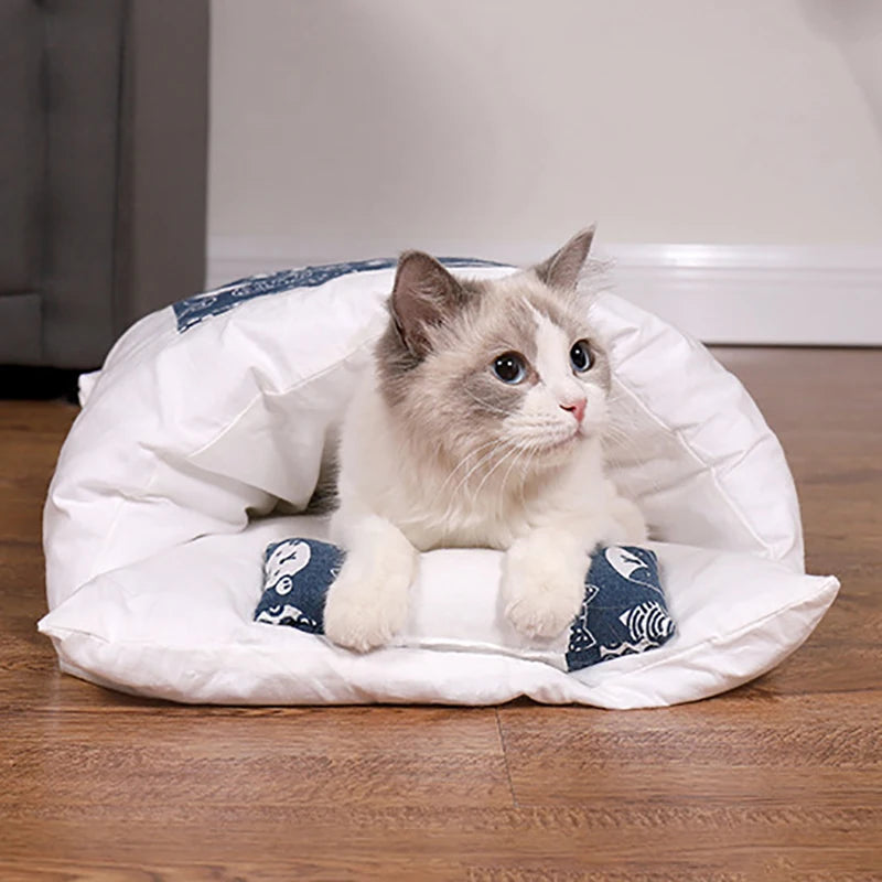 Japanese Cat Bed Winter Sleeping Bag Cave Cushion Nest - Chic & Cheery Shopping