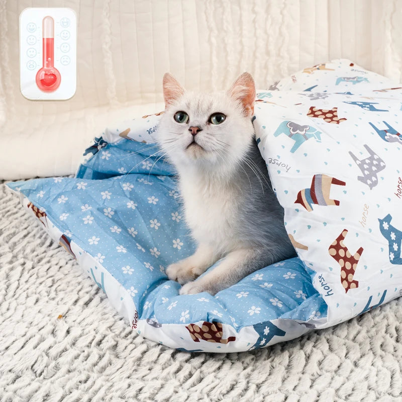 Japanese Cat Bed Winter Sleeping Bag Cave Cushion Nest - Chic & Cheery Shopping
