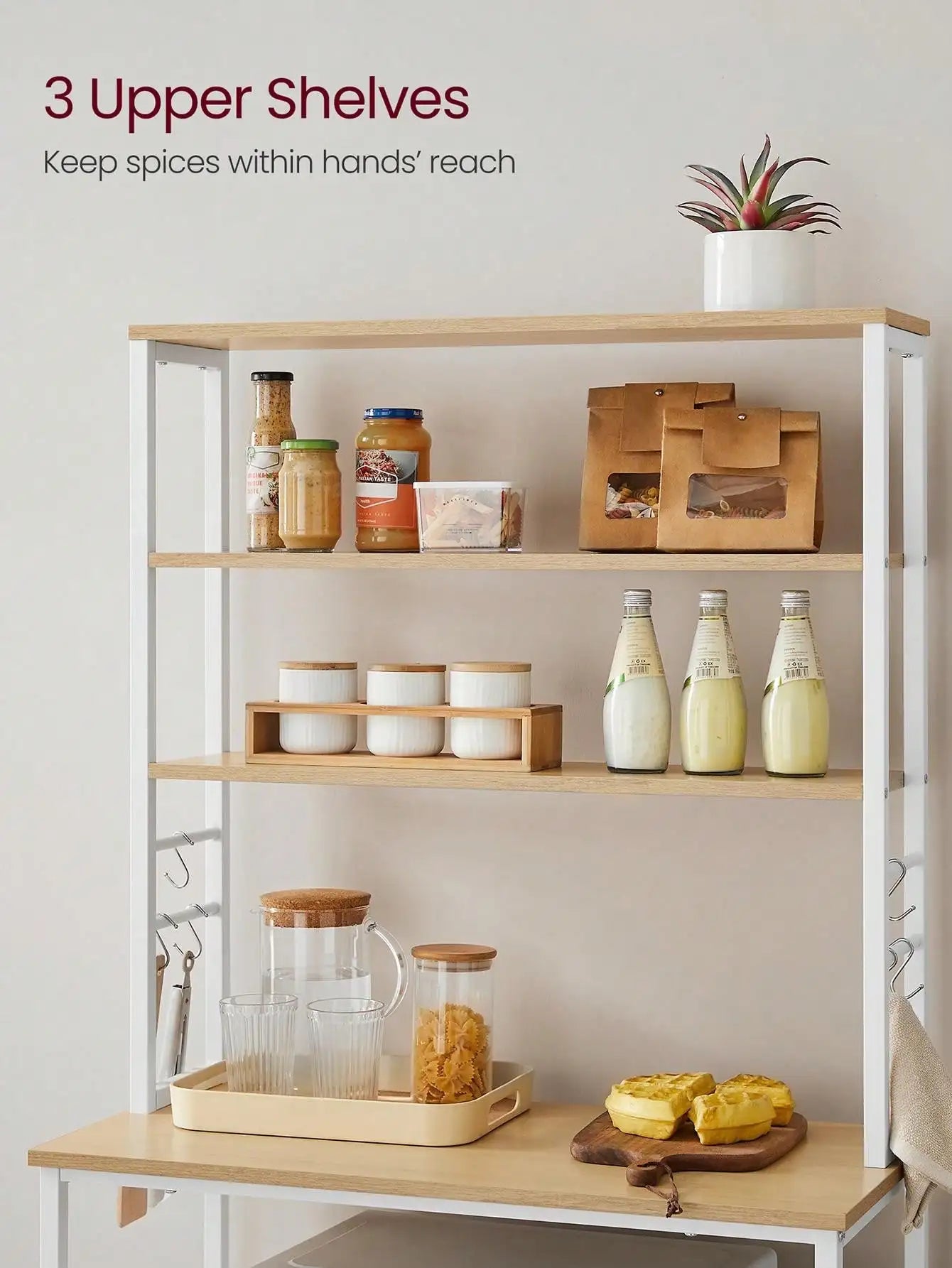 VASAGLE Industrial Baker's Rack with 6 Hooks and Storage - Chic & Cheery Shopping