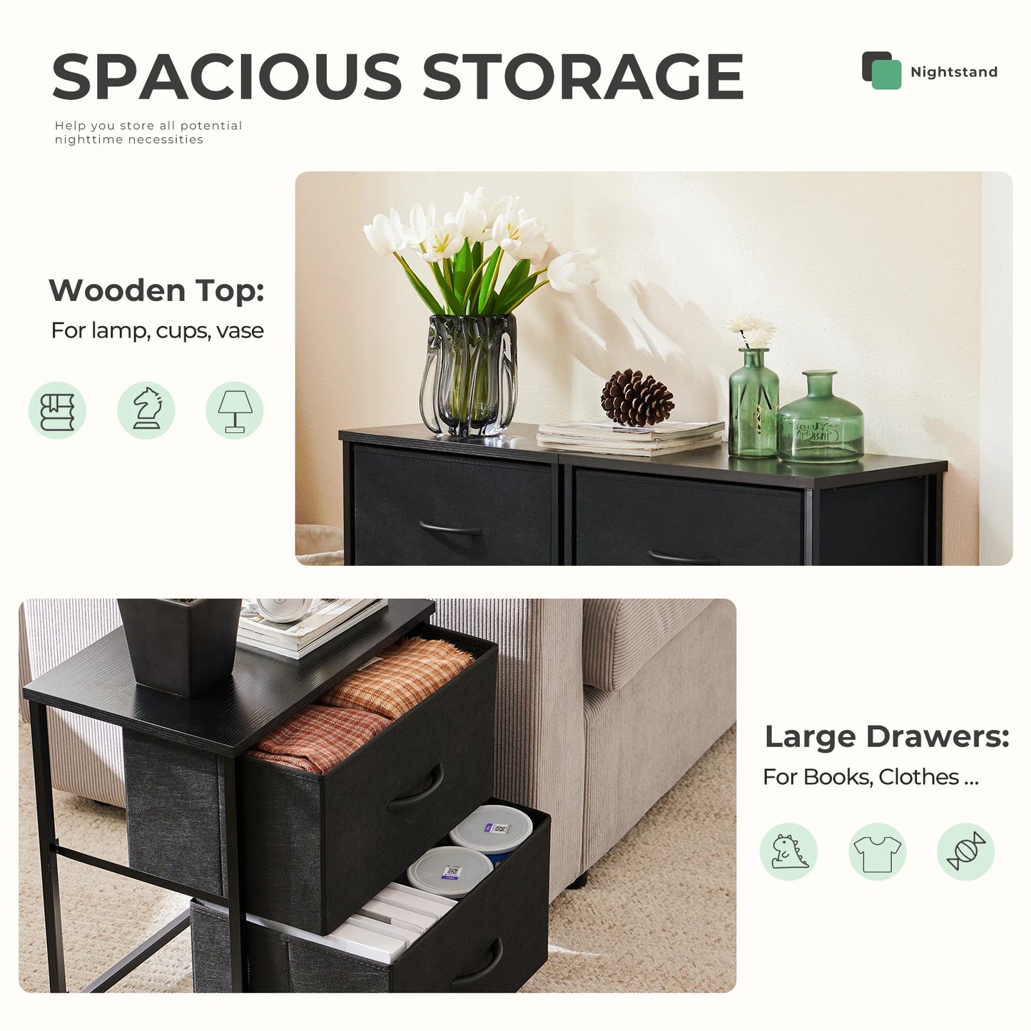 JHK Modern Living Room Cabinet Set with Fabric Drawers - Chic & Cheery Shopping