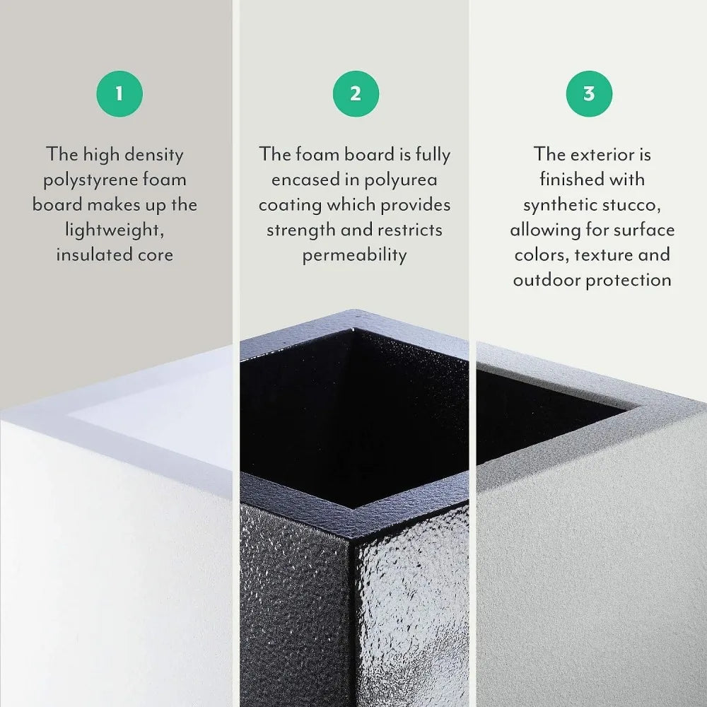 PolyStone Monterray Modern Square Planter 23 Inch Sandstone - Chic & Cheery Shopping