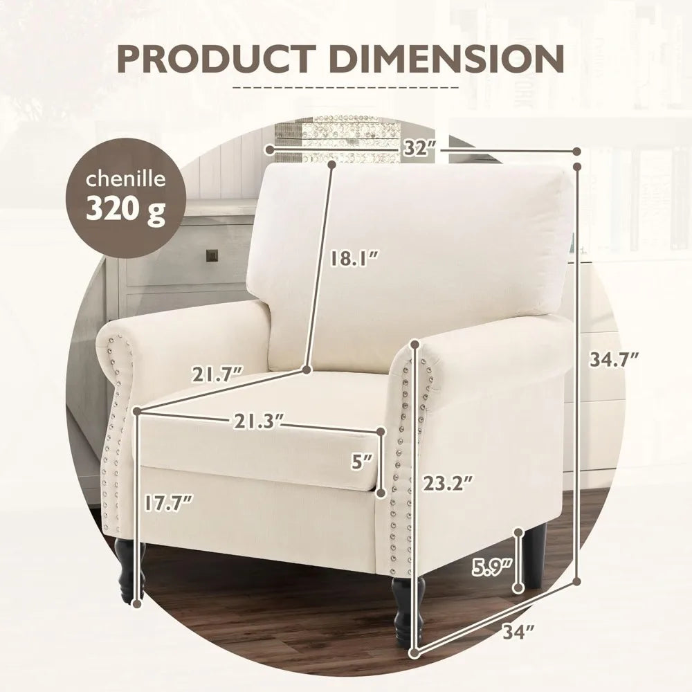 Beige High Back Upholstered Accent Chair for Home Office - Chic & Cheery Shopping