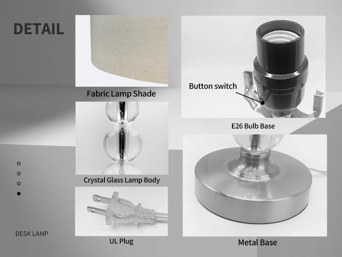 Modern Desk Lamp Set of Two with Linen Lampshade - Chic & Cheery Shopping