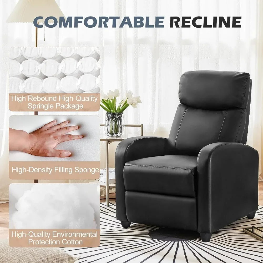 Comfortable PU Leather Recliner Chair for Home Theater - Chic & Cheery Shopping