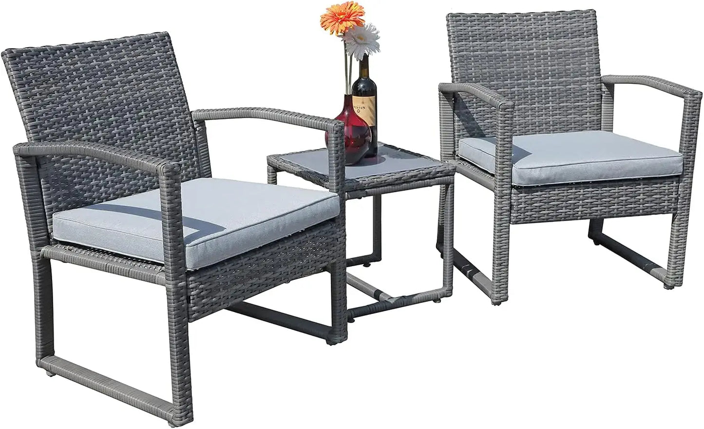 3 Piece Outdoor Wicker Conversation Set with Coffee Table - Chic & Cheery Shopping