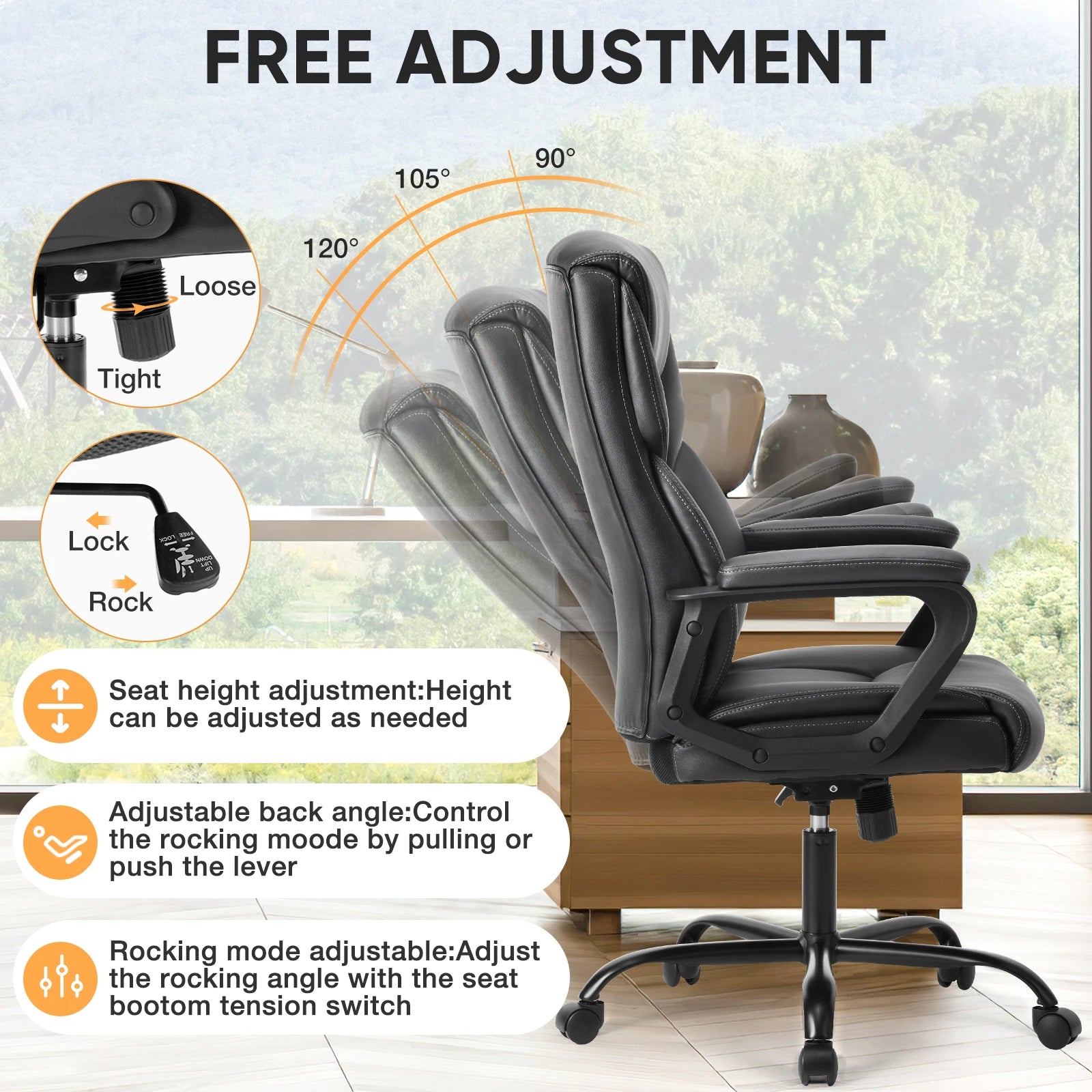 JHK Ergonomic PU Leather Gaming Chair with Lumbar Support - Chic & Cheery Shopping