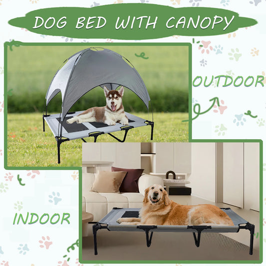Elevated Dog Bed with Canopy for Indoor and Outdoor Use - Chic & Cheery Shopping