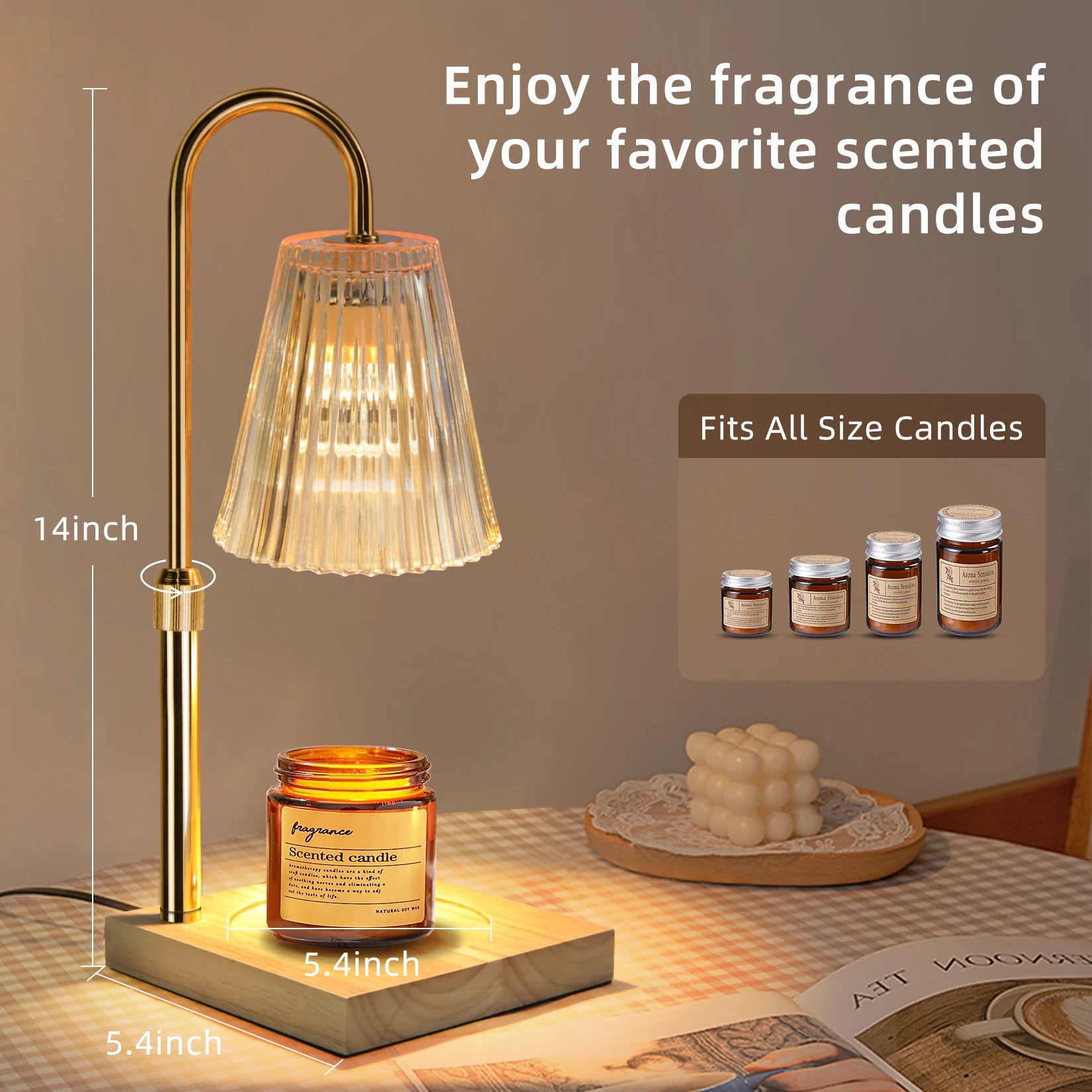 Adjustable Height Candle Heating Lamp with Timer and Dimmable Light - Chic & Cheery Shopping