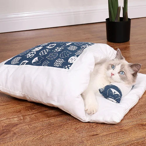 Japanese Cat Bed Winter Sleeping Bag Cave Cushion Nest - Chic & Cheery Shopping