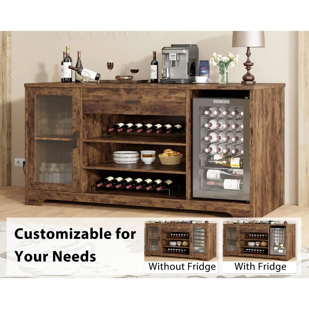 Farmhouse Bar Cabinet with Mini Fridge Storage Space - Chic & Cheery Shopping