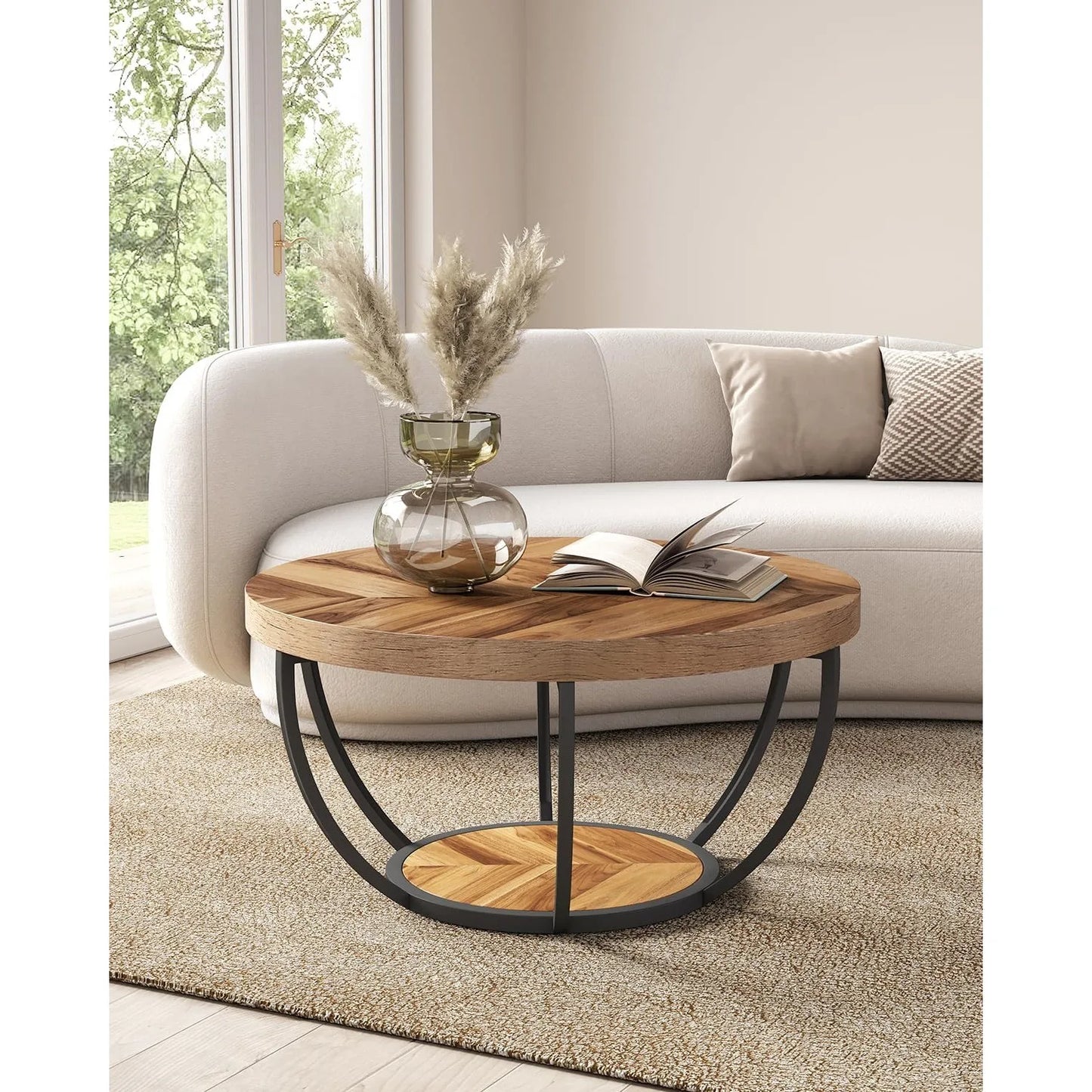 32 Inch Marble Coffee Table with Golden Metal Legs - Chic & Cheery Shopping